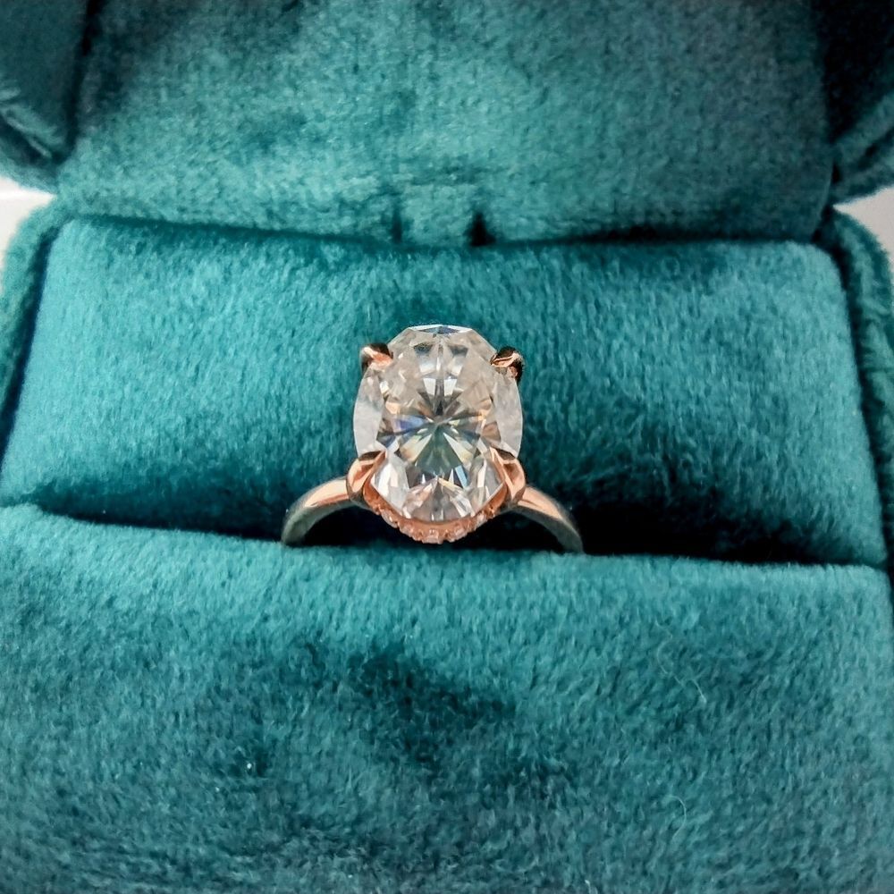 3 Ct Oval Moissanite 10k Rose Gold Solitaire Engagement Ring for Women Size 5 - Picture 12 of 12